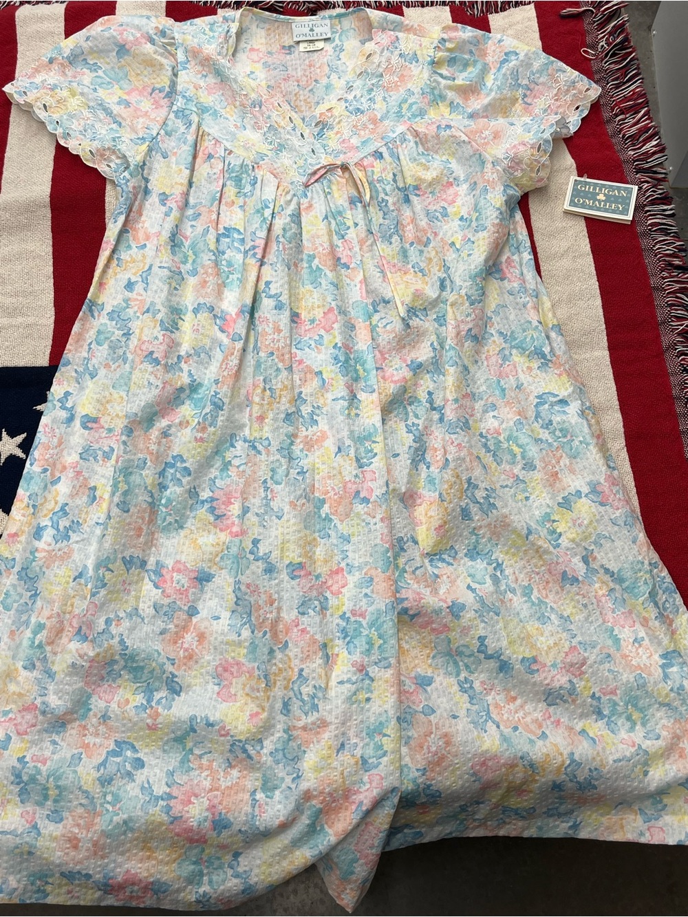Gilligan & O'Malley Pastel Floral Nightgown - Pink, Blue, Yellow Size Large NWT